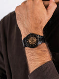 Fossil Neutra Automatic Skeleton Black Dial Black Steel Strap Watch for Men - ME3183