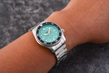 Seiko 5 Sports SKX Midi Automatic Teal Dial Silver Steel Strap Watch For Men - SRPK33K1
