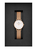 Daniel Wellington Classic Petite White Dial Rose Gold Mesh Bracelet Watch For Women - DW00100219