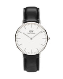 Daniel Wellington Classic Sheffield White Dial Black Leather Strap Watch For Women - DW00100053
