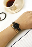 Daniel Wellington Classic Petite York Black Dial Brown Leather Strap Watch For Women - DW00100170