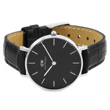 Daniel Wellington Classic Petite Reading Black Dial Black Leather Strap Watch For Women - DW00100179