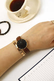 Daniel Wellington Classic Petite St Mawes Black Dial Brown Leather Strap Watch For Women - DW00100225