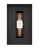 Daniel Wellington Quadro Melrose White Dial Gold Mesh Strap Watch For Women - DW00100431