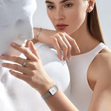 Daniel Wellington Quadro Sterling White Dial Silver Mesh Strap Watch For Women - DW00100438