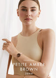 Daniel Wellington Petite Amber Brown Dial Gold Mesh Strap Watch For Women - DW00100476