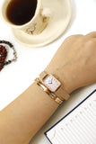 Daniel Wellington Quadro Pressed Melrose Pink Dial Pink Mesh Bracelet Watch For Women - DW00100510