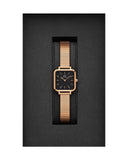 Daniel Wellington Quadro Studio Black Dial Rose Gold Mesh Strap Watch For Women - DW00100518