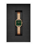 Daniel Wellington Quadro Studio Green Dial Rose Gold Mesh Strap Watch For Women - DW00100520