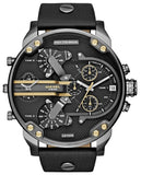 Diesel Mr Daddy 2.0 Chronograph Black Dial Black Leather Strap Watch For Men - DZ7348