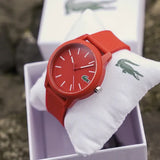 Lacoste 12.12 Red Dial Red Silicon Strap Watch for Men - 2010988