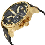 Diesel Mr Daddy Chronograph Black Dial Black Leather Strap Watch For Men - DZ7371
