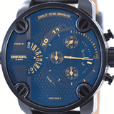 Diesel Little Daddy Blue Dial Black Leather Strap Watch For Men - DZ7257