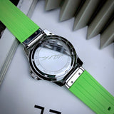 Michael Kors Everest Three Hand Crystals Silver Dial Green Silicone Strap Watch For Women - MK7360