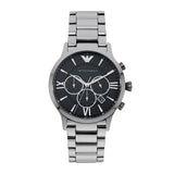 Emporio Armani Giovanni Chronograph Black Dial Silver Steel Strap Watch For Men - AR11208