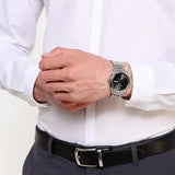 Emporio Armani Zeta Black Dial Silver Steel Strap Watch for Men - AR1977