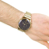 Emporio Armani Classic Chronograph Black Dial Gold Steel Strap Watch For Men - AR1893