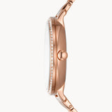 Fossil Jacqueline Analog Moonphase Mother of Pearl White Dial Rose Gold Steel Strap Watch for Women - ES5165