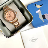 Fossil Jesse Crystal Rose Gold Dial Rose Gold Steel Strap Watch for Women - ES3020