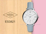 Fossil Jacqueline White Dial Light Blue Leather Strap Watch for Women - ES3821