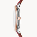 Fossil Jacqueline White Dial Brown Leather Strap Watch for Women - ES3842