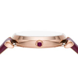 Emporio Armani Gianni T Bar Crystals Maroon Dial Maroon Leather Strap Watch for Women - AR11487