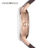 Emporio Armani Meccanico Automatic Silver Dial Brown Leather Strap Watch For Men - AR60039