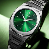 D1 Milano Ultra Thin Moss Green Dial Silver Steel Strap Watch for Men - D1-UTBJ06
