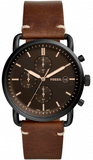 Fossil Commuter Chronograph Black Dial Brown Leather Strap Watch for Men - FS5403