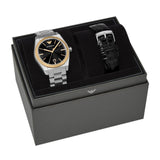 Emporio Armani Federico Black Dial Silver Steel Strap Watch for Men - AR80077