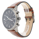 Fossil Townsman Chronograph Black Dial Brown Leather Strap Watch for Men  - FS5280