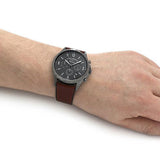 Fossil Forrester Chronograph Grey Dial Brown Leather Strap Watch for Men - FS5815