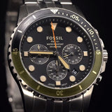 Fossil FB-01 Chronograph Black Dial Silver Steel Strap Watch for Men - FS5864