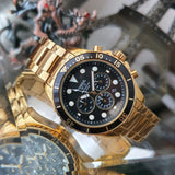 Fossil FB-03 Chronograph Black Dial Gold Steel Strap Watch for Men - FS5727