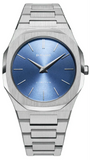D1 Milano Ultra Thin Blue Dial Silver Steel Watch for Men - D1-UTBJ03
