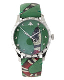 Gucci G Timeless Le Marche Des Merveilles Green Dial Green Leather Strap Watch for Women - YA1264081