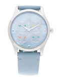 Gucci G Timeless Quartz Mother of Pearl Dial Blue Leather Strap Watch For Women - YA1264124