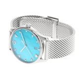 Gucci G-Timeless Turquiose Mother of Pearl Dial Silver Mesh Bracelet Watch For Women - YA1264039