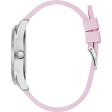 Guess Crush Crystals Silver Dial Pink Rubber Strap Watch for Women - W1223L1