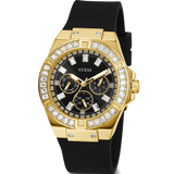 Guess Venus Diamonds Black Dial Black Rubber Strap Watch for Women - GW0118L1