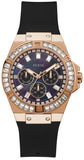 Guess Venus Diamonds Black Dial Black Rubber Strap Watch for Women - GW0118L2