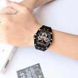 Guess Phoenix Multifunction Black Dial Black Silicone Strap Watch For Men - GW0203G8