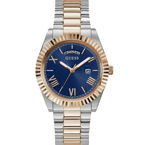 Guess Connoisseur Quartz Blue Dial Two Tone Steel Strap Watch For Men - GW0265G12