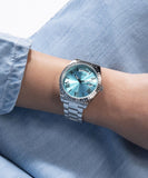 Guess Luna Quartz Blue Dial Silver Steel Strap Watch For Women - GW0308L4