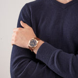 Guess Connoisseur Blue Dial Brown Leather Strap Watch For Men - GW0353G2