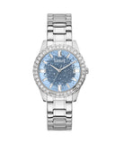 Guess Glitter Burst Diamonds Blue Dial Silver Steel Strap Watch for Women - GW0405L1