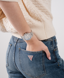 Guess Heiress Multifunction Diamonds Silver Dial Silver Steel Strap Watch for Women - GW0440L1