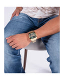 Guess Phoenix Multi Function Green Dial Gold Steel Strap Watch for Men - GW0456G3