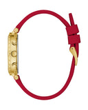 Guess Solstice Diamonds Gold Dial Red Rubber Strap Watch for Women - GW0484L1