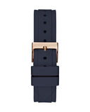 Guess Solistice Diamonds Roe Gold Dial Black Rubber Strap Watch for Women - GW0484L2